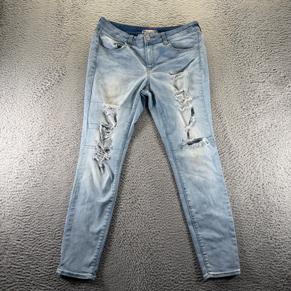So Good For Life Jeans Womens 15 Blue Denim Jegging Distressed Faded Stretch